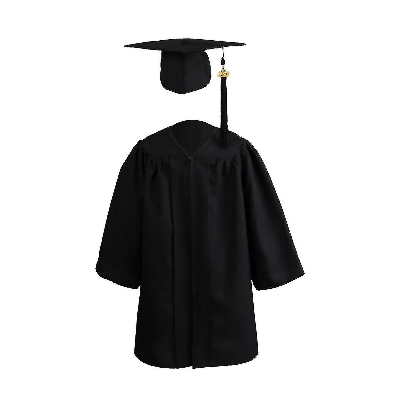 1 Set de cremallera de bata de graduación con sombrero de poliéster vestido académico para niños