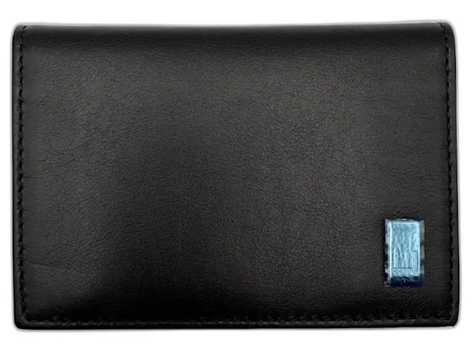 Alfred Dunhill Portatarjetas / portatarjetas de visita Dunhill de cuero negro liso 