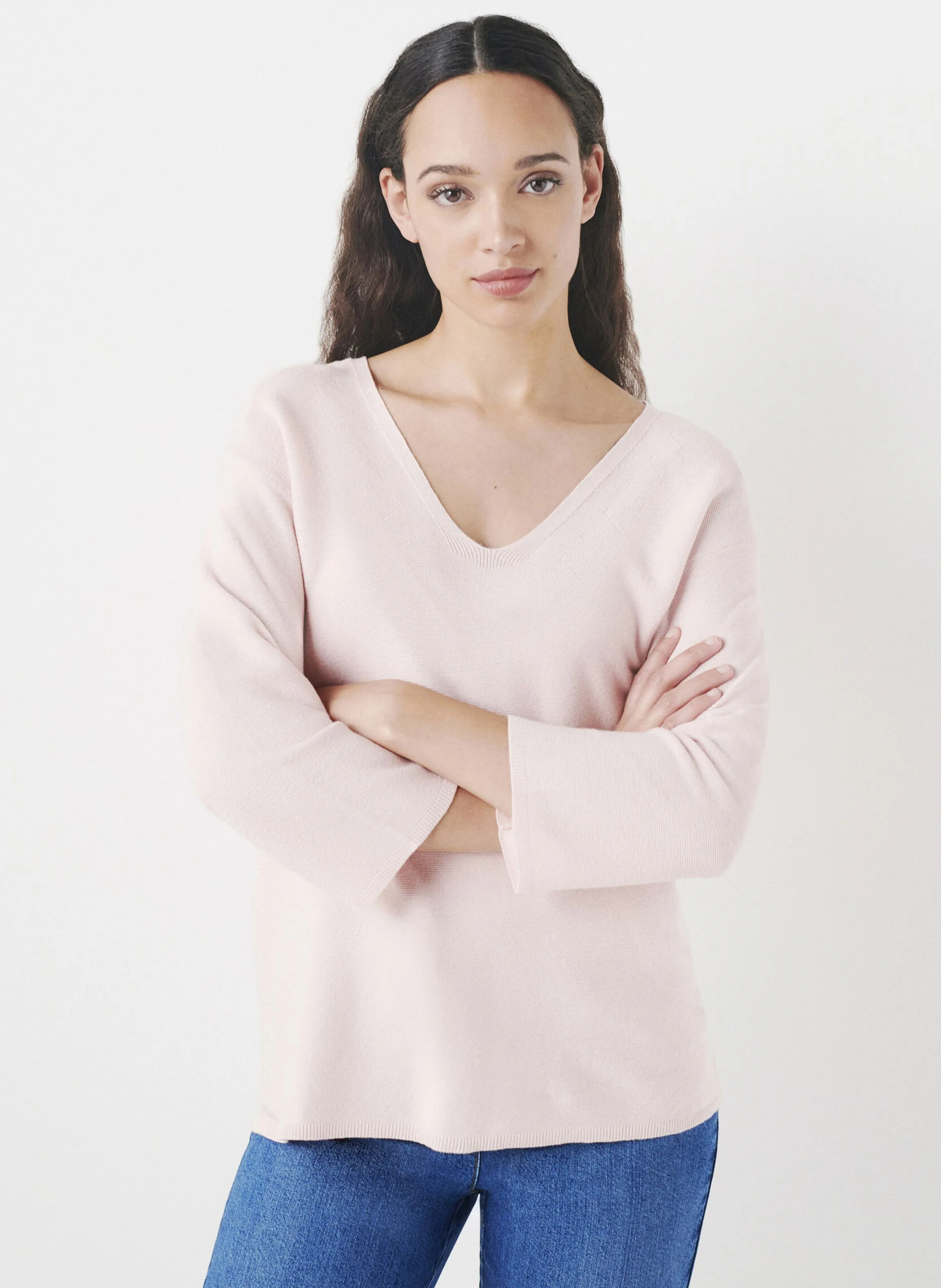 CAROLL MBOBBY - Jersey holgado de algodón con cuello de pico en rosa