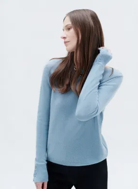 CAROLL MZOAN - Jersey recto de cachemira con cuello barco en azul