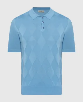 Cashmere&Whiskey Blue polo shirt with silk and cashmere