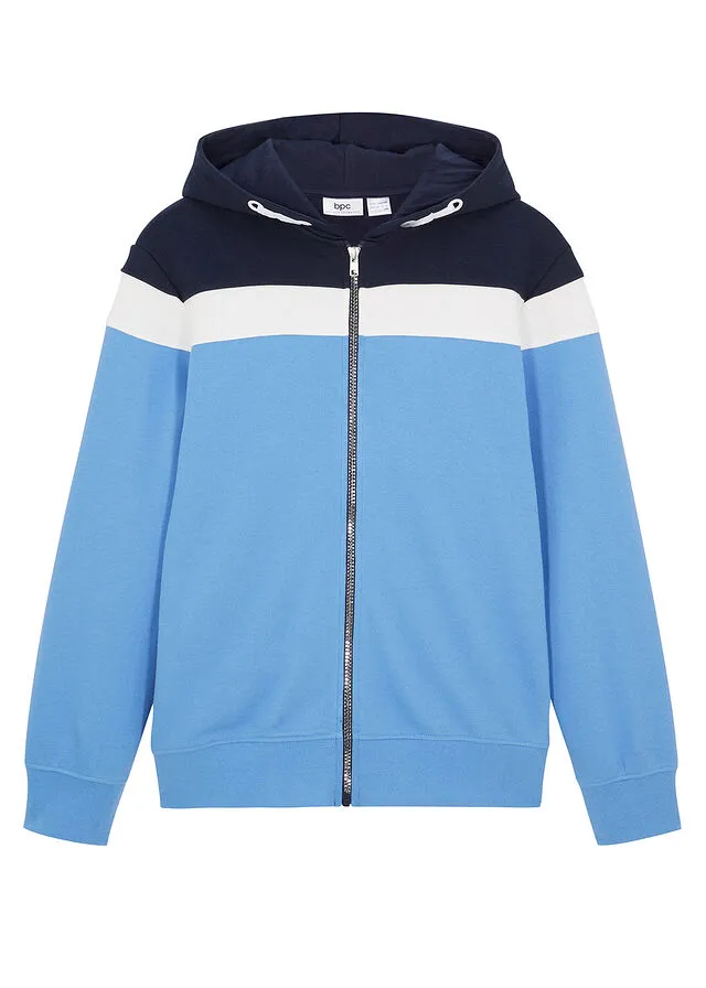 Chaqueta tipo sudadera con capucha Azul marino-blanco lana-azul provenzal de rayas