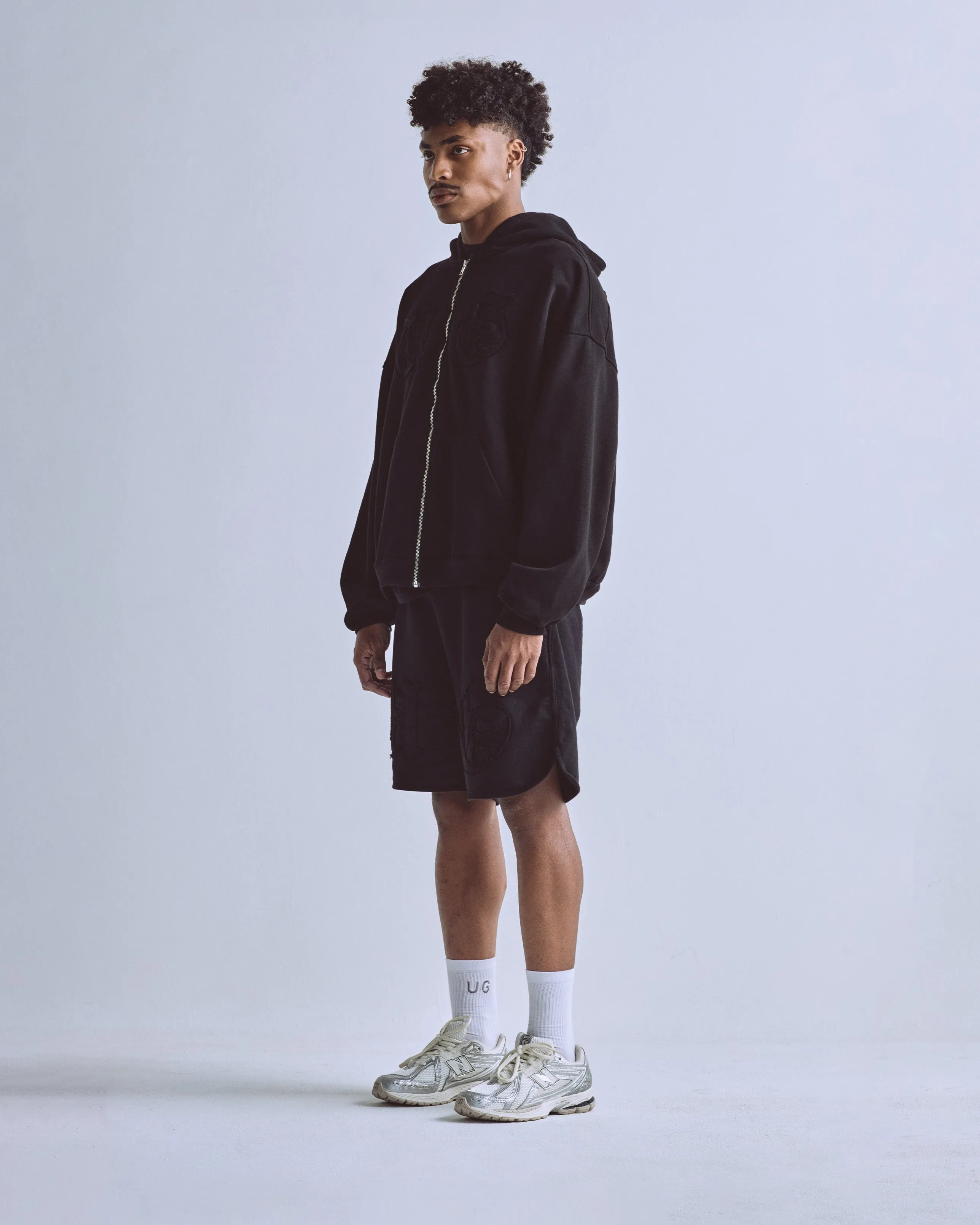 Embroidered UG Biased Shorts Black