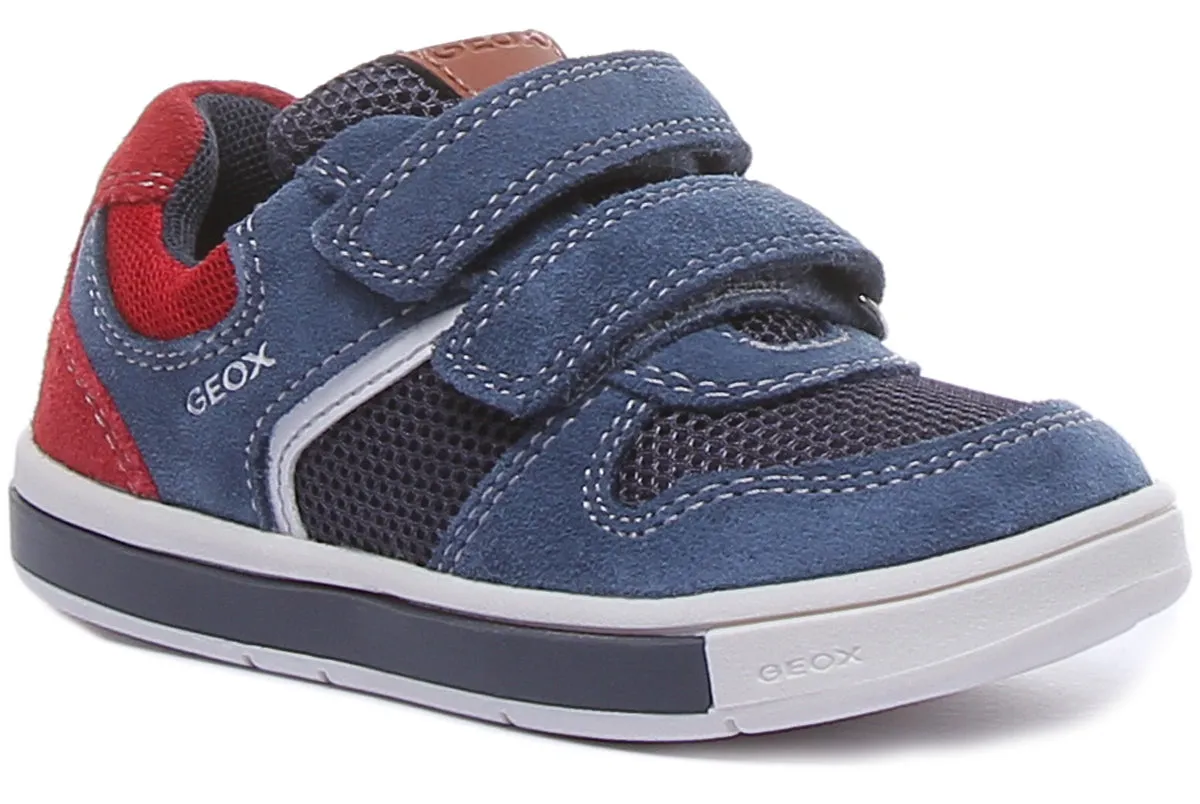 Geox B Trottola Zapatos con 2 correas de gancho y bucle para niños en marino rojo