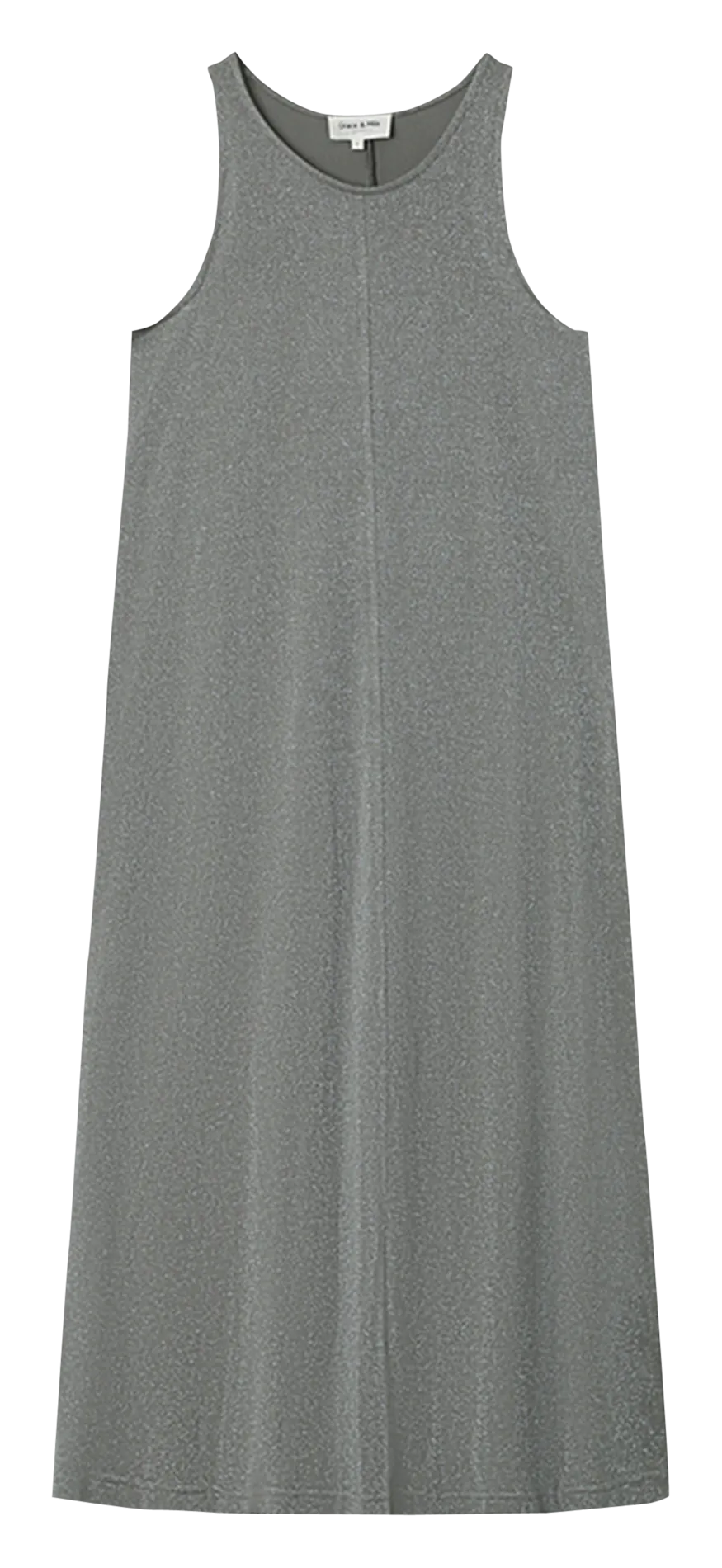 GRACE ET MILA MICHELLE - Vestido midi cuello redondo de jersey lurex en caqui