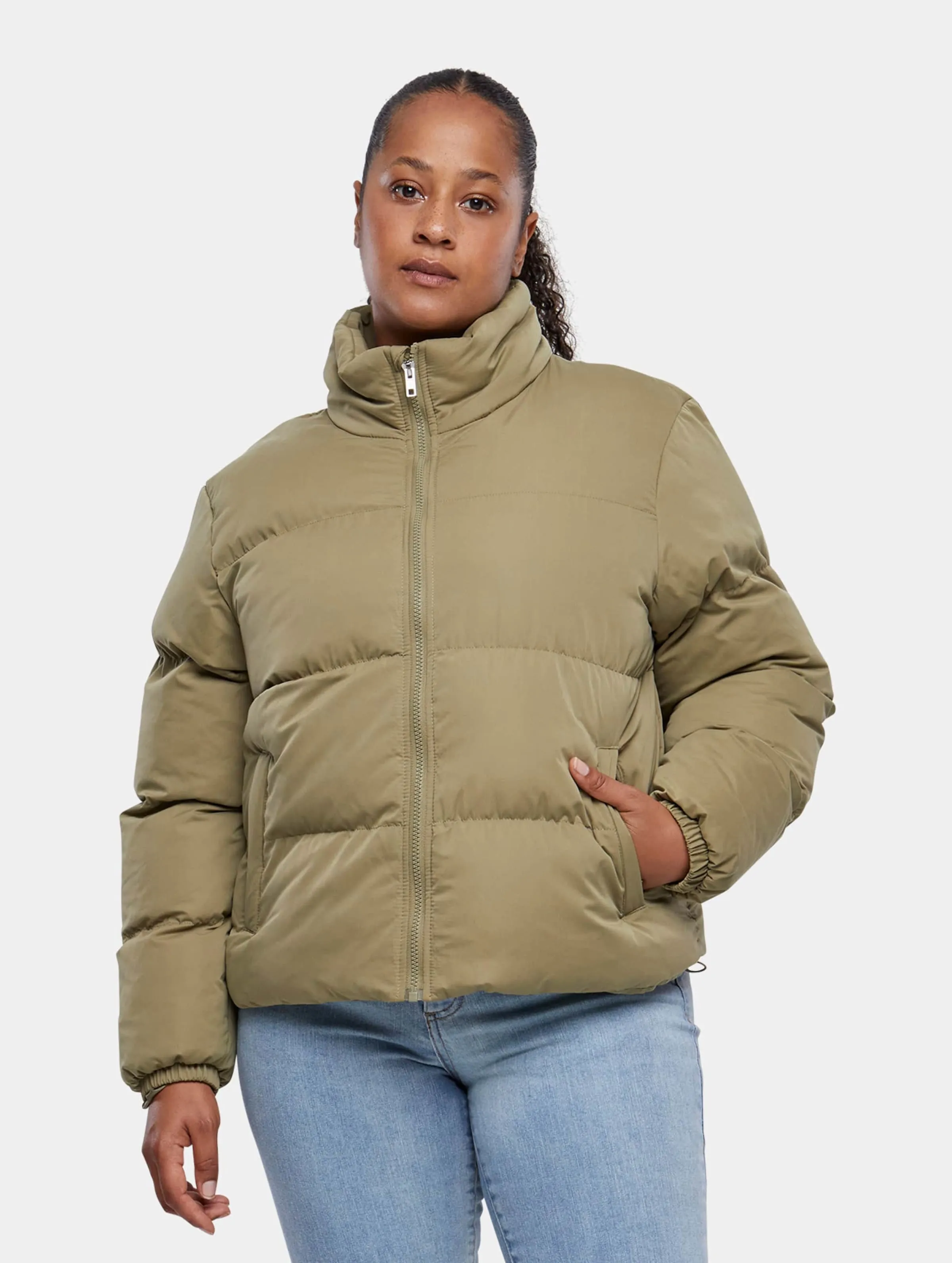 Ladies Short Peached Puffer Jacket