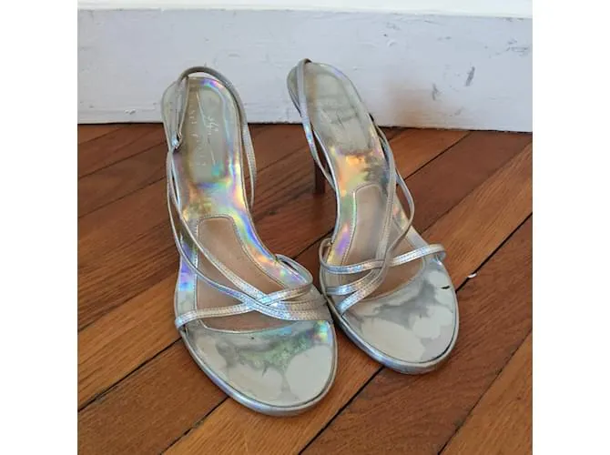 MICHEL PERRY Sandalias T.UE 38.5 Cuero Plata 