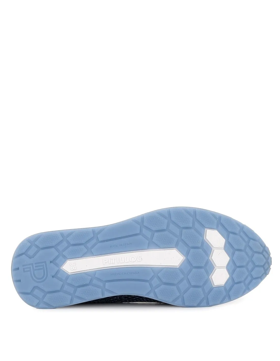 Mocasín plano piel lisa y rafia cadena mujer azul Pitillos