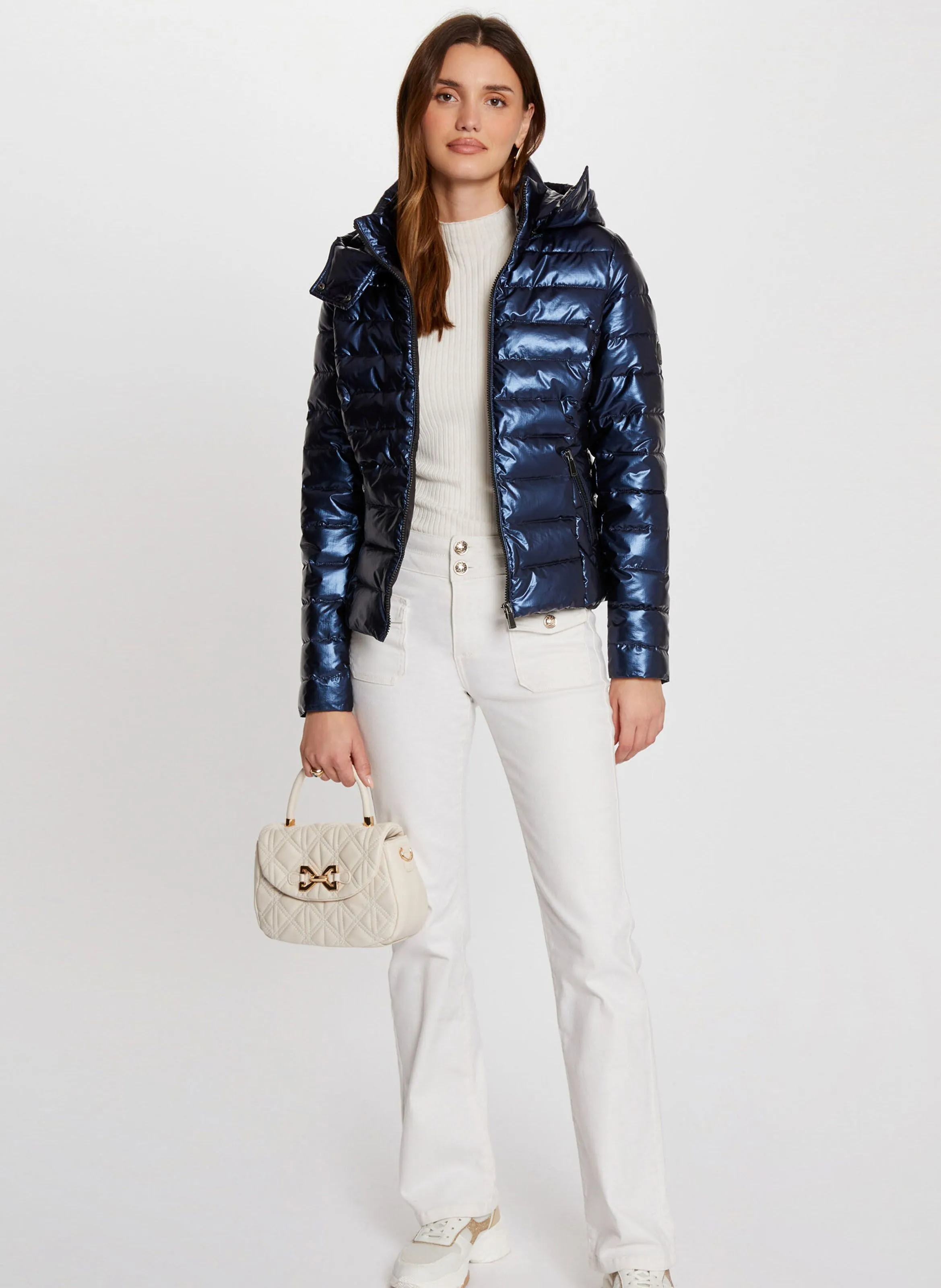 MORGAN GELOLA - Chaqueta acolchada entallada metalizada en azul