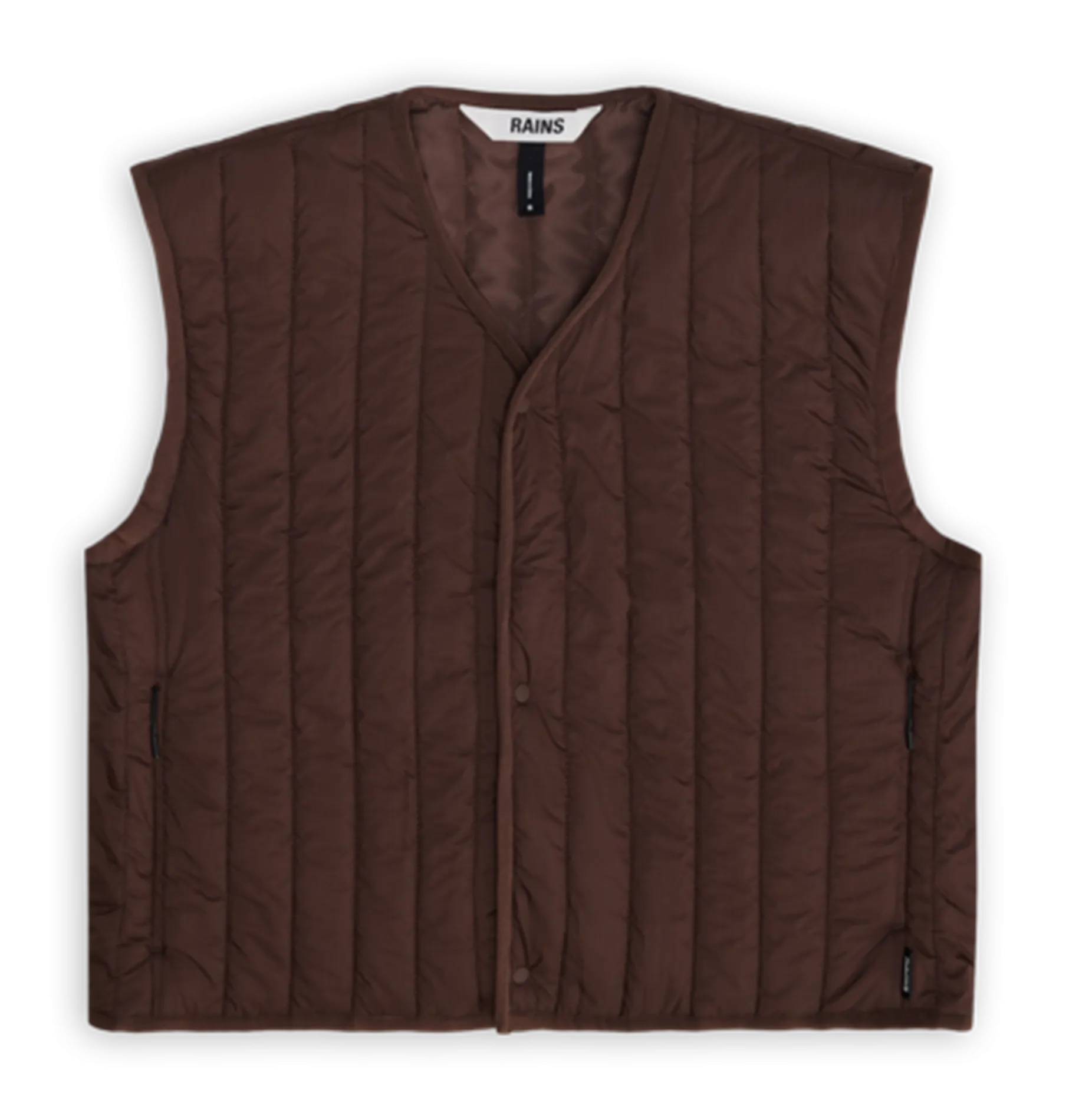 RAINS BANJA - Chaqueta acolchada recta con cuello en V en marron