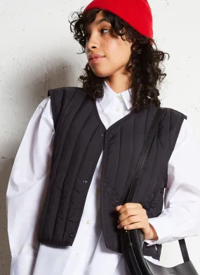 RAINS BANJA - Chaqueta acolchada recta con cuello en V en negro