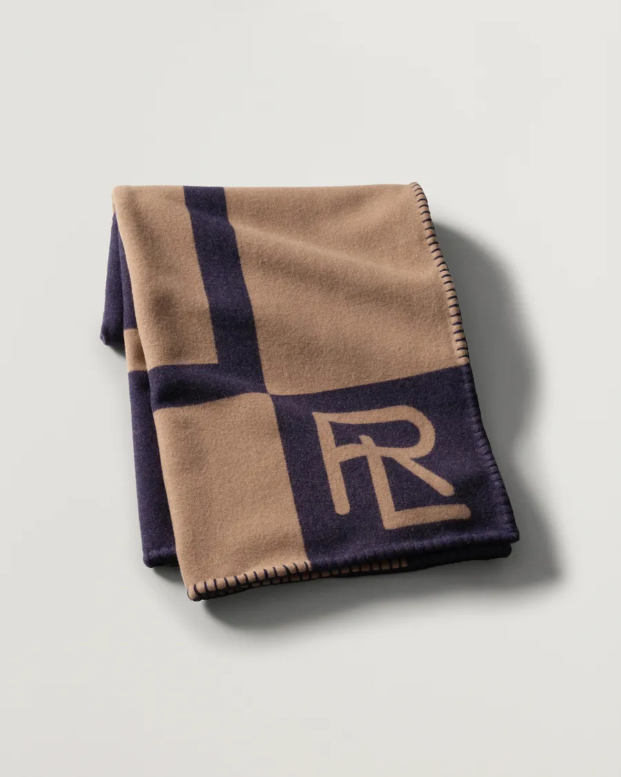 Ralph Lauren Home Northam RL Graphic Colour Block Wool Throw Camel/Navy