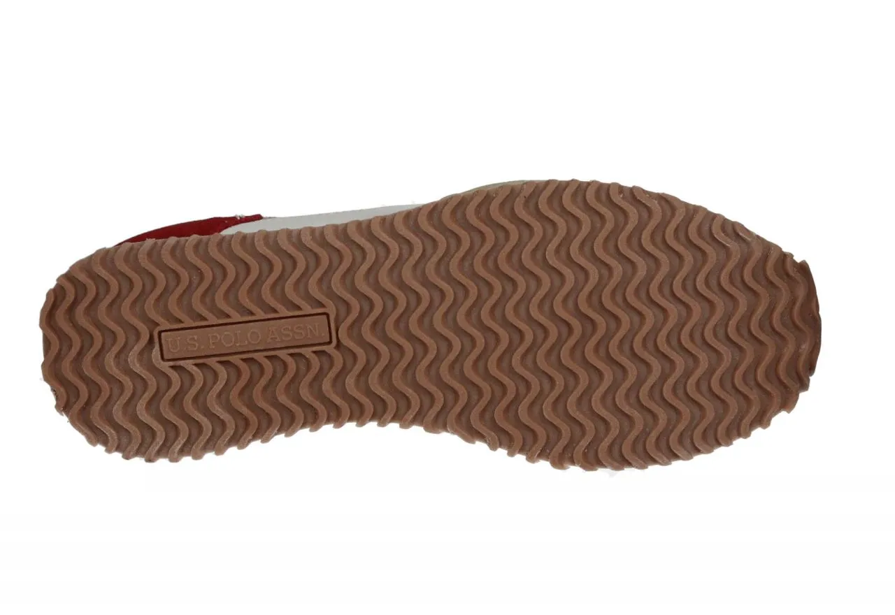 Sneaker Nylon Blanco Punta y Talon Nobuck Taupe-burdeos Piso Goma
