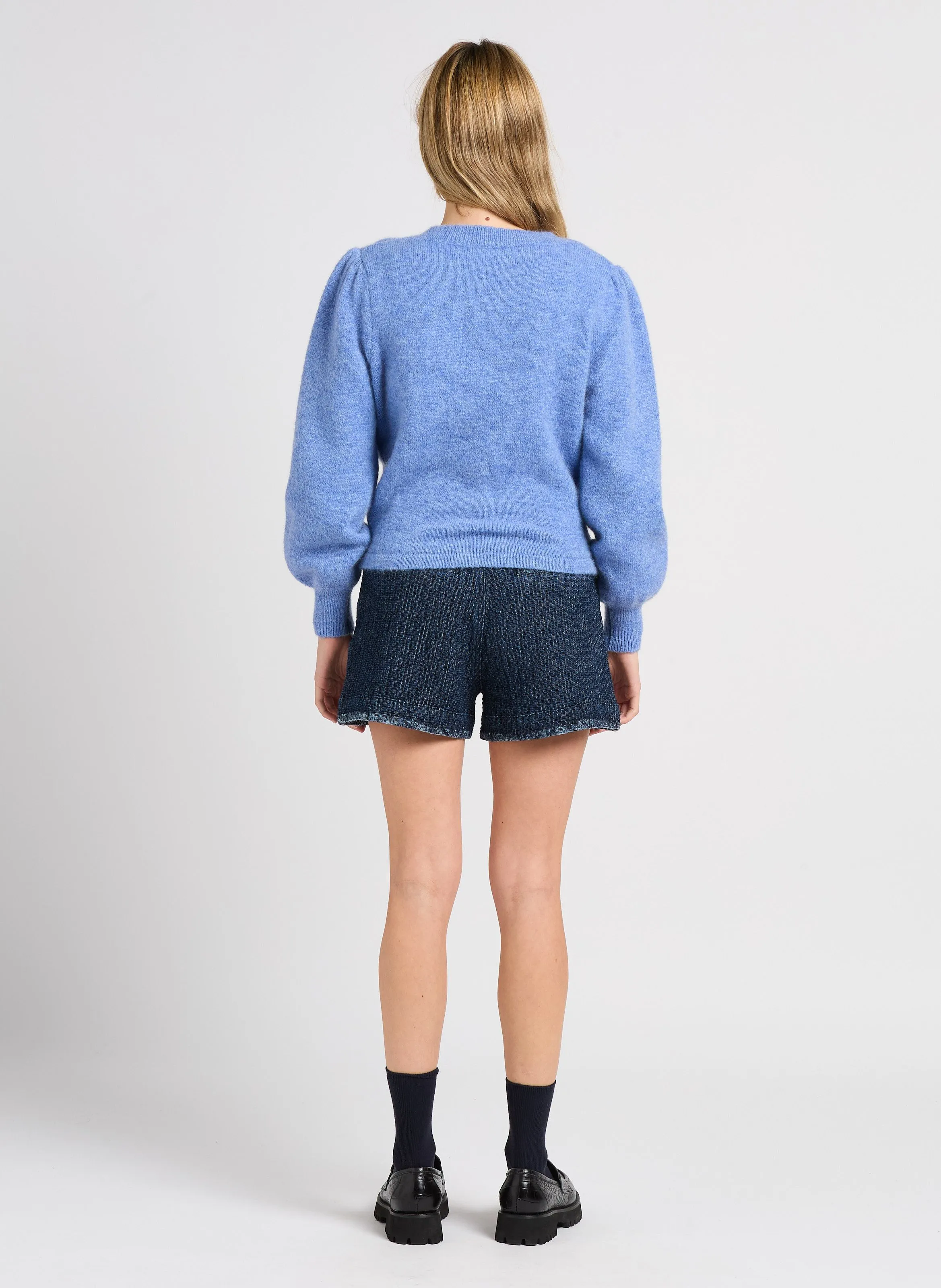 SUNCOO PRADOR - Jersey recto cuello en V con lazo en azul