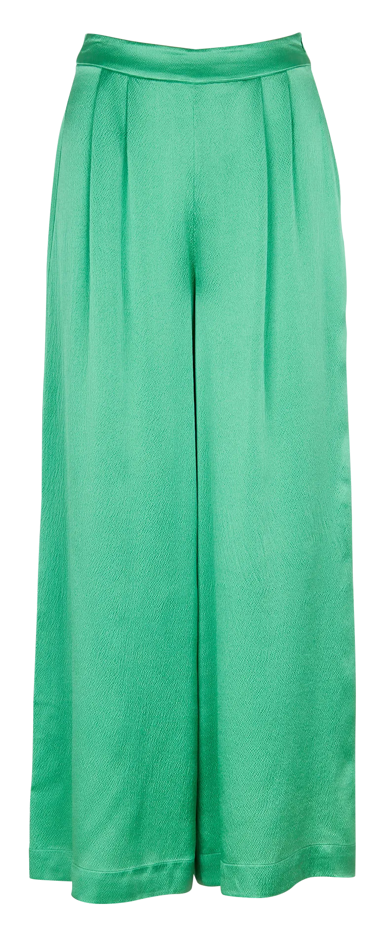 SWAN - Pantalón ancho de seda con cinturón talle alto en verde