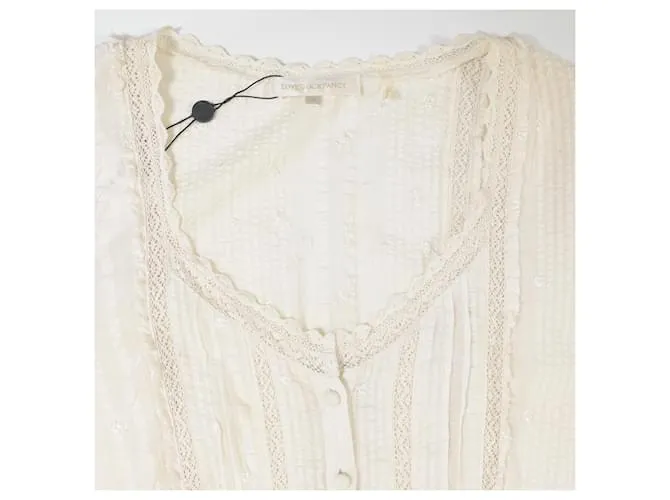 Vestido de volantes en capas LoveShackFancy en algodón crema Blanco Crudo 